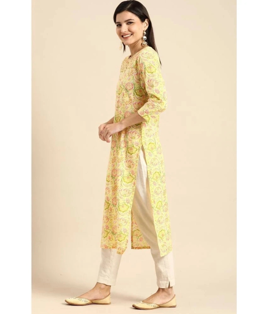 Rajnandini - Yellow 100% Cotton Womens Straight Kurti ( Pack of 1 ) - None