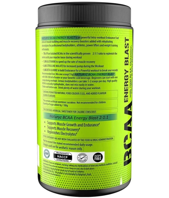 NATURYZ BCAA Energy Blast Pre Intra Post Workout For Recovery, Power & Energy - 450g(Guava Flavour)