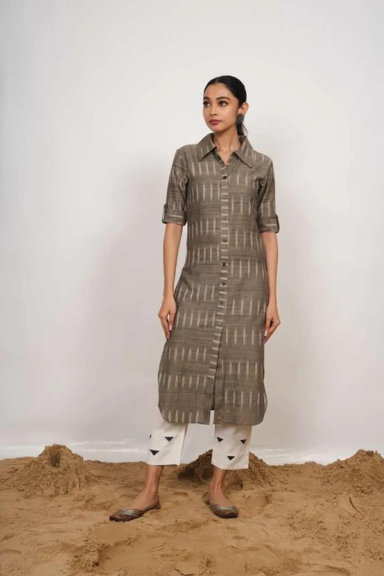 Grey Ikat Kurta-L