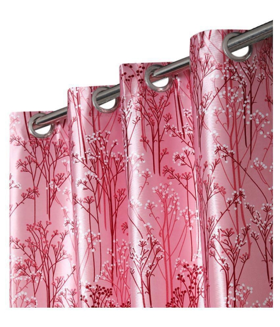 Veronica Deco Set of 2 Long Door Blackout Room Darkening Eyelet Poly Cotton Curtains Pink - Pink