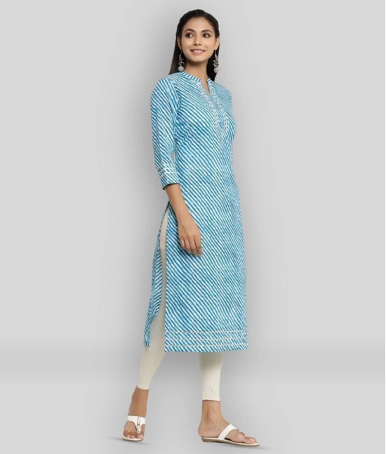 KIPEK - Blue Cotton Womens Straight Kurti ( Pack of 1 ) - S