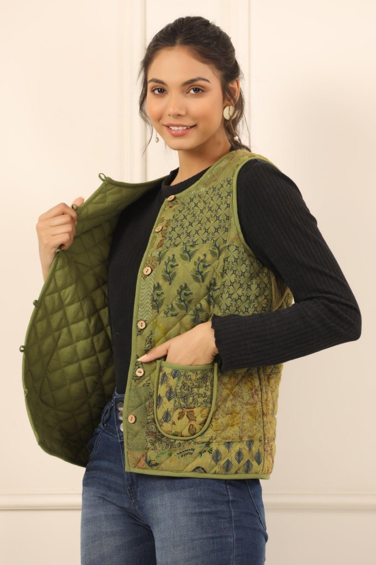 Printed women quilted  jacket-3XL