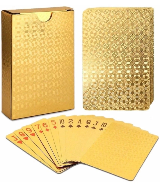 HINGOL  Golden Plastic Deck of Cards with Diamond Texture Embossing | Waterproof, Golden Playing Cards Game for Adults