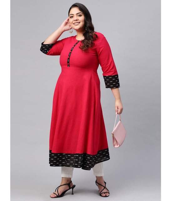 Estela - Red Cotton Blend Women's Anarkali Kurti ( Pack of 1 ) - None