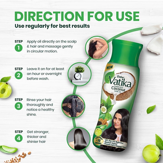 Dabur Vatika Enriched Coconut Hair Oil - With 10 Herbs, 150 Ml