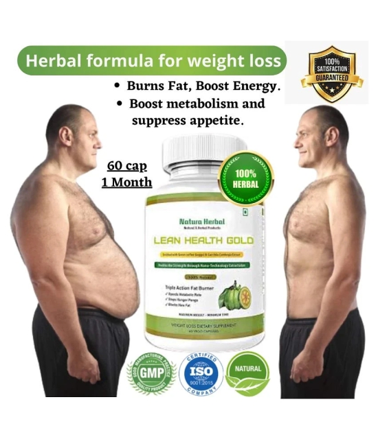 Natura Herbal LEAN HEALTH GOLD Fat Burner & Weight Reduce capsules-for 2 Months 500 mg Natural Pack of 2