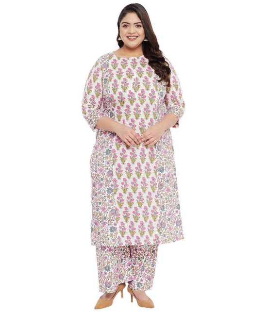 Tissu - Straight 100% Cotton Cream Women''s Stitched Salwar Suit ( Pack of 1 ) - None