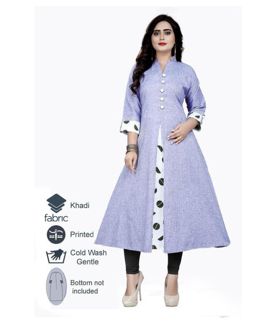 Rangrasiya - Blue Silk Women's Flared Kurti ( Pack of 1 ) - XL