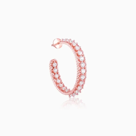 Rose Gold White Zircon Hoop Earrings