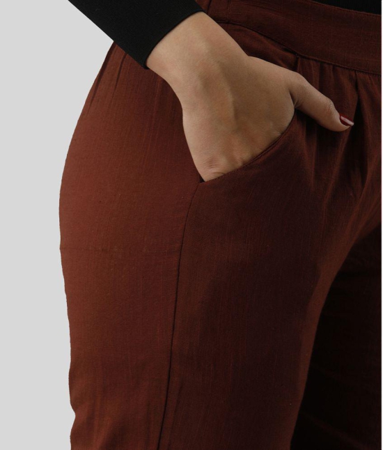 SVARCHI - Brown Cotton Straight Fit Womens Casual Pants  ( Pack of 1 ) - 34