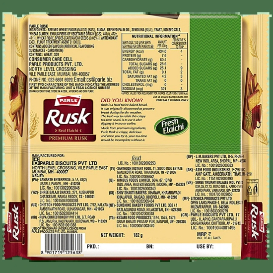 Parle Rusk, 182 Gm