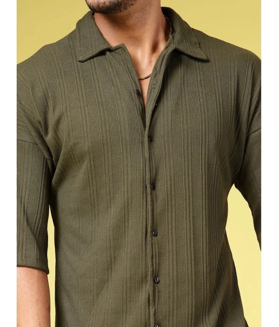 Rigo 100% Cotton Oversized Fit Striped Half Sleeves Mens Casual Shirt - Olive ( Pack of 1 ) - None