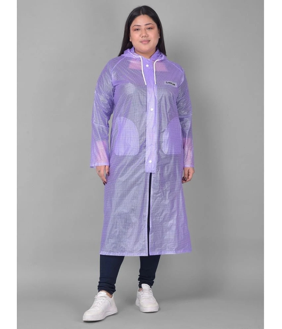 Dollar Polyester Long Raincoat - Purple - None