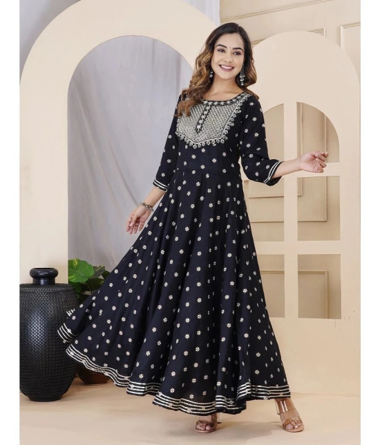 Lee Moda Rayon Embroidered Anarkali Womens Kurti - Black ( Pack of 1 ) - None