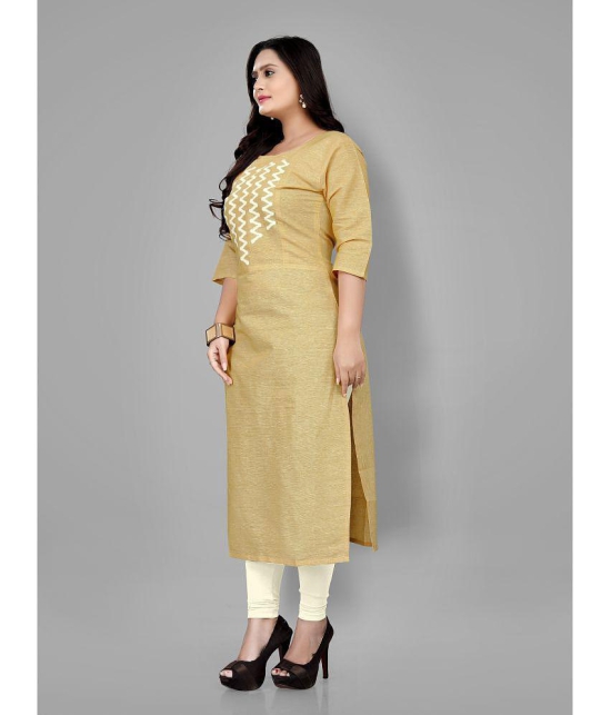 RIAANA - Yellow Cotton Womens Straight Kurti ( Pack of 1 ) - None