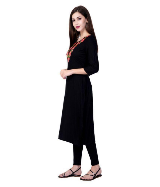 GOD BLESS Black Rayon Straight Kurti - Single - XXL