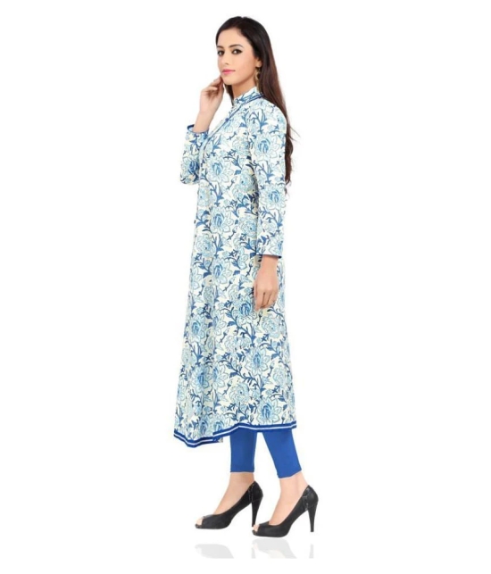 Divena - Blue Cotton Womens Flared Kurti - None