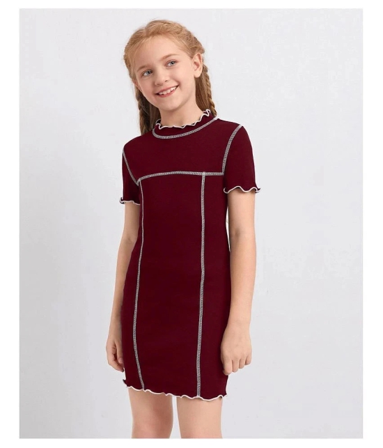 Addyvero - Maroon Cotton Blend Girls A-line Dress ( Pack of 1 ) - None