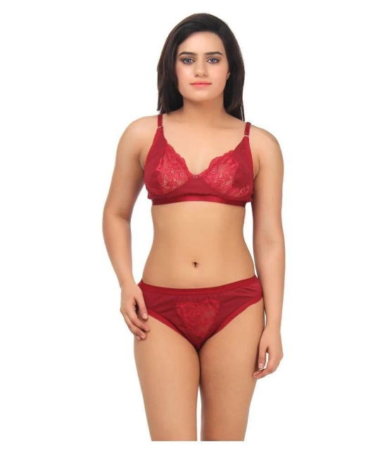 TCG Maroon Lace Bra & Panty Set - 40