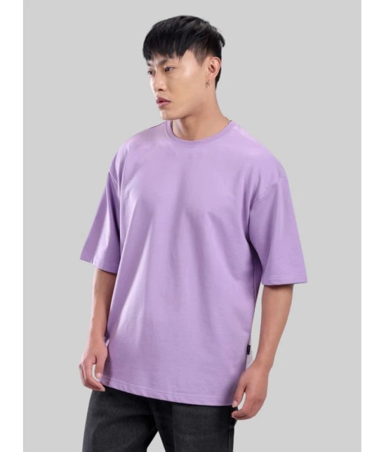 AKTIF Cotton Blend Oversized Fit Solid Half Sleeves Mens T-Shirt - Lavender ( Pack of 1 ) - None