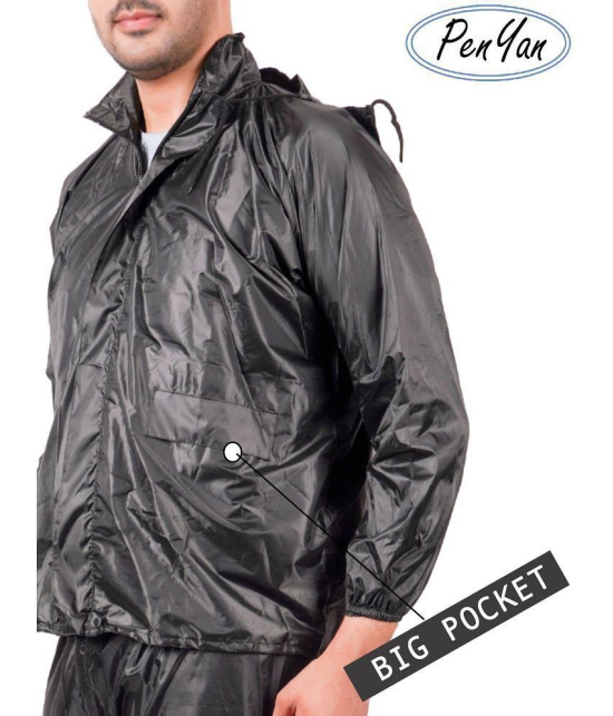 Penyan™ Mens and Womens Waterproof Solid Rain Wear Suit/Rain Coat with Tapping on Joints (Black, Free Size) - Freesize