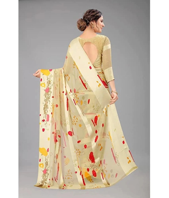 Sitanjali - Off White Georgette Saree With Blouse Piece ( Pack of 1 ) - Off White