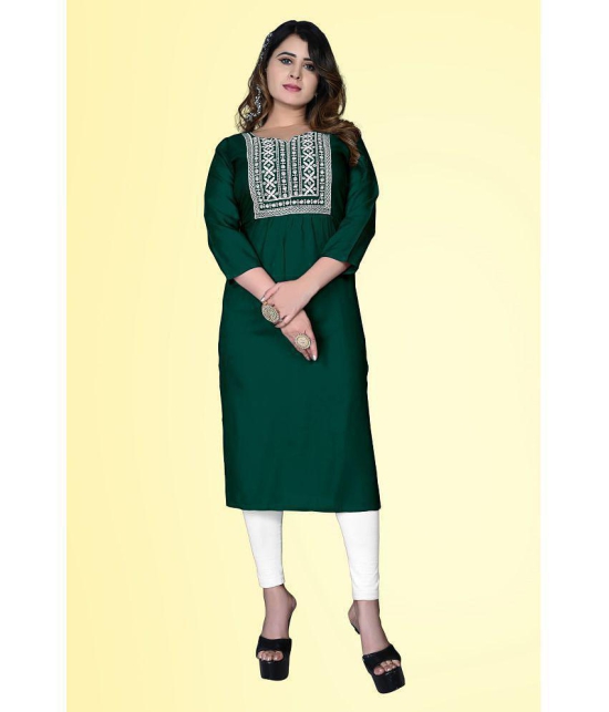 haya fashion - Green Rayon Women's Straight Kurti ( Pack of 1 ) - None