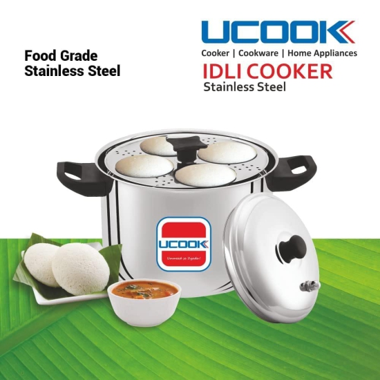 UCOOK By United Ekta Engg. Stainless Steel Idli Maker Cooker, 4 Plates/16 Idlis