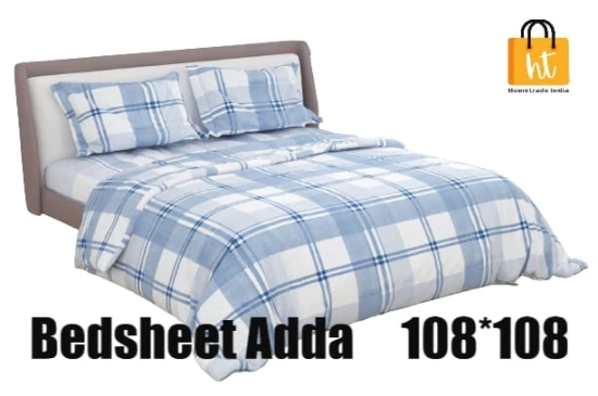 Bedsheet Adda-Super Mega King Size  King Size(108*108 in)-Pure Cotton Sanganeri Printed Jaipuri  Double Bedsheet With 2 Matching Pillow Covers-RJ-14-03-(108*108)-HT8500