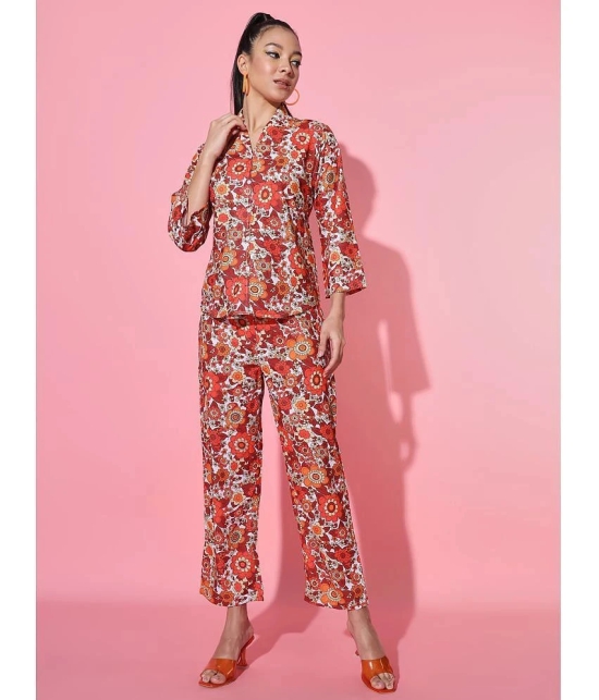 Addyvero Orange Printed Pant Top Set - None