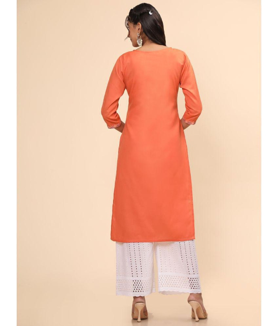 Vbuyz - Orange Cotton Blend Women's Straight Kurti ( Pack of 1 ) - None