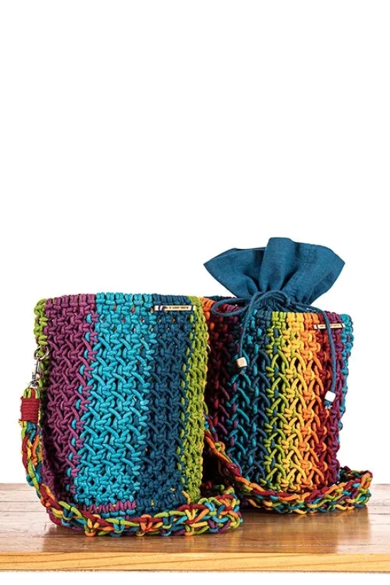 Cosmos Blended Hand-Knotted Bucket Bag