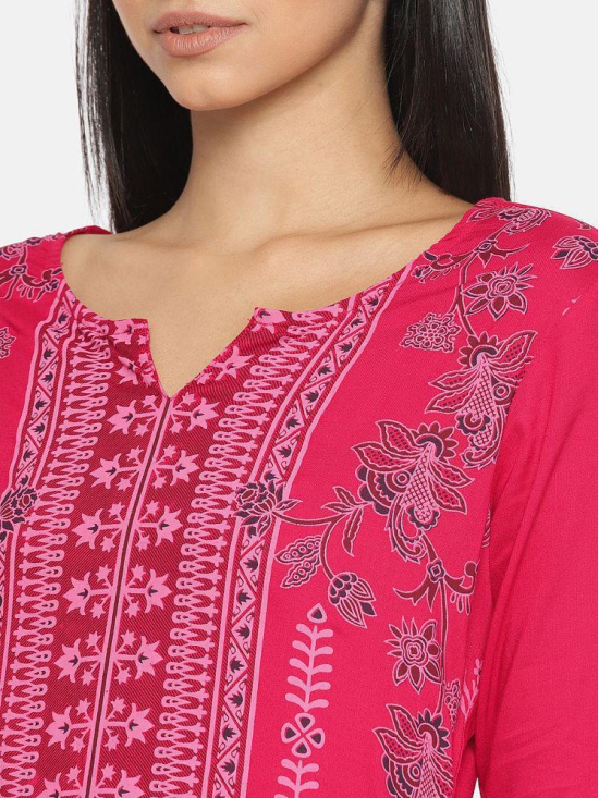 Alena - Pink Rayon Women's Straight Kurti - S