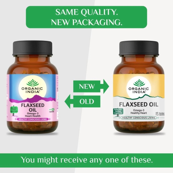 ORGANIC INDIA Flaxseed Oil 60 Capsules Bottle (pack of 2)