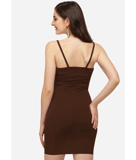 clafoutis Lycra Solid Knee Length Womens Bodycon Dress - Brown ( Pack of 1 ) - None