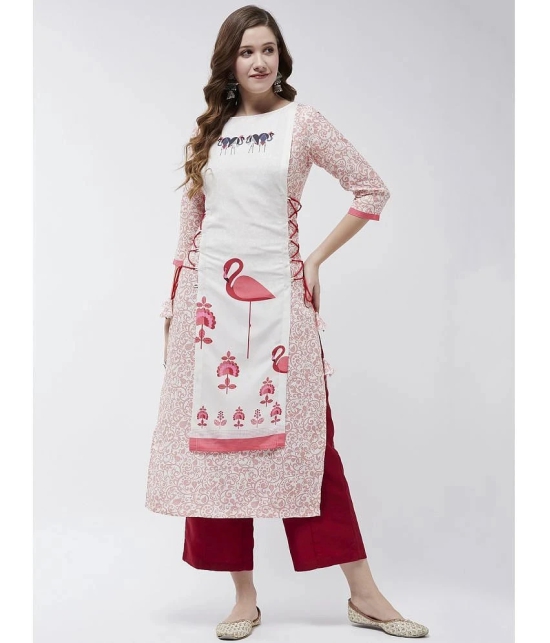 Pannkh - Off White Rayon Womens Straight Kurti ( Pack of 1 ) - None