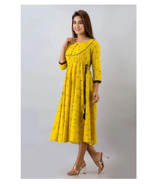 SVARCHI - Yellow Cotton Womens Anarkali Kurti ( Pack of 1 ) - XL