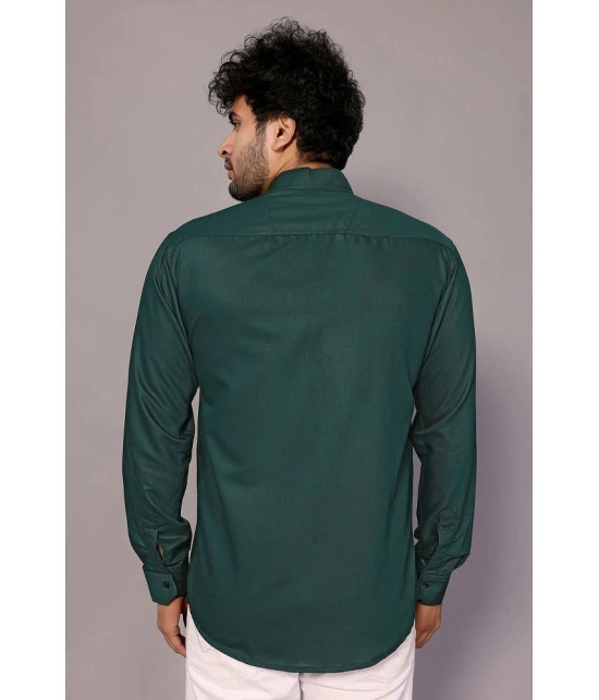 Anand Cotton Blend Regular Fit Solids Full Sleeves Mens Casual Shirt - Green ( Pack of 1 ) - None