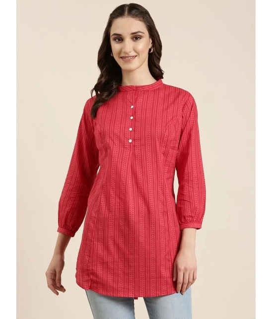 Showoff Cotton Blend Solid A-Line Womens Kurti - Pink ( Pack of 1 ) - None