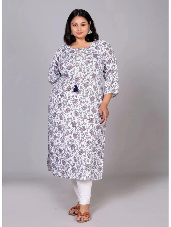 JC4U Cotton Blend Printed Straight Womens Kurti - White ( Pack of 1 ) - None