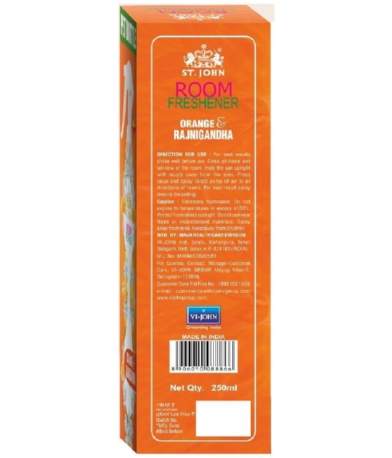 ST.JOHN Orange Rajnigandha Room Freshener For Home & Office 250ml Each (1250ml) - Pack of 5