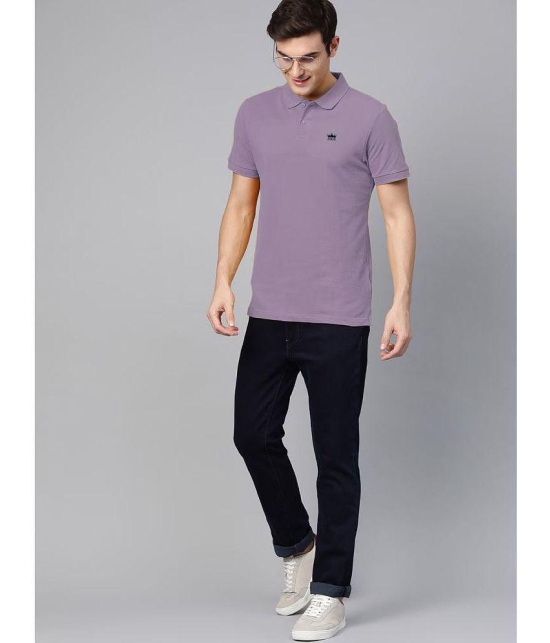 ADORATE Cotton Blend Regular Fit Solid Half Sleeves Mens Polo T Shirt - Lavender ( Pack of 1 ) - None