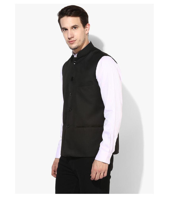 Hangup Black Cotton Blend Nehru Jacket - None