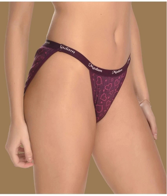 Madam - Wine panty Cotton Printed Womens Bikini ( Pack of 1 ) - None