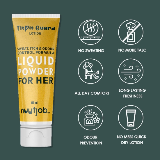 Titpit Guard Liquid Powder for Women 100ml | Anti Perspiration | Odour Control | Lightening Formula For Women