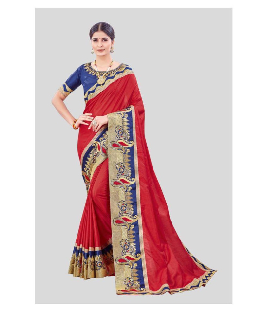 offline selection Red Dola Silk Saree - Single