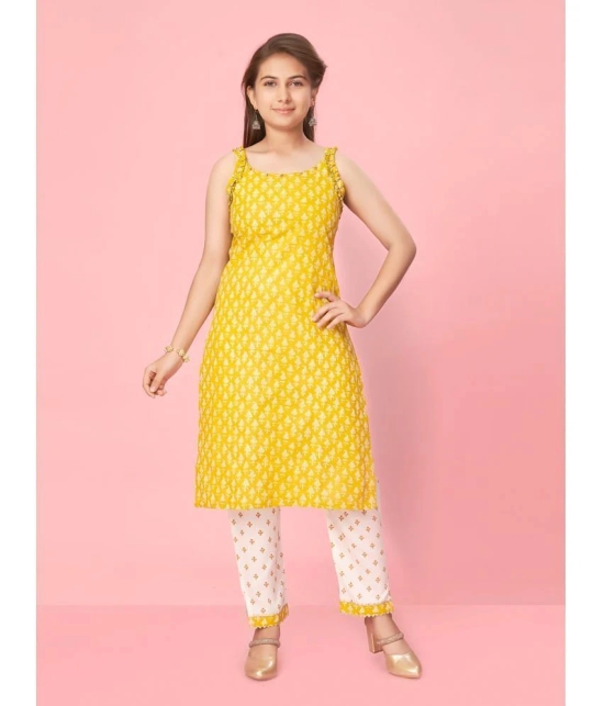 Aarika Girls Cotton Kurti ( Pack of 1 , Yellow ) - None