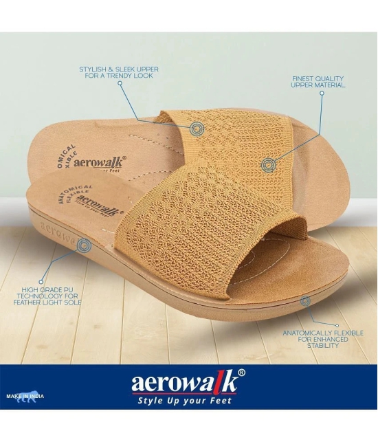 Aerowalk Beige Womens Slide Flip Flop - None