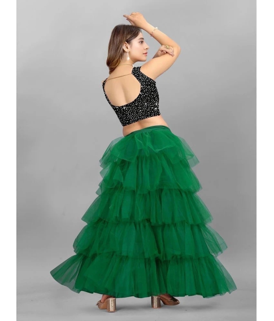 JULEE - Green Net Girls Lehenga Skirt ( Pack of 1 ) - None