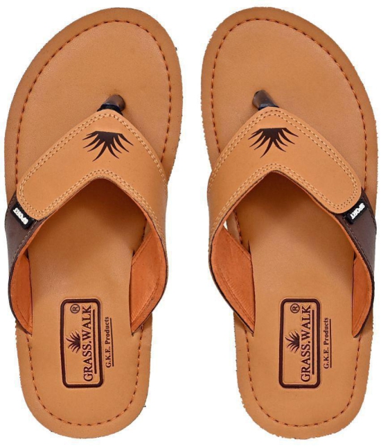 GRASS WALK - Tan Men's Thong Flip Flop - None